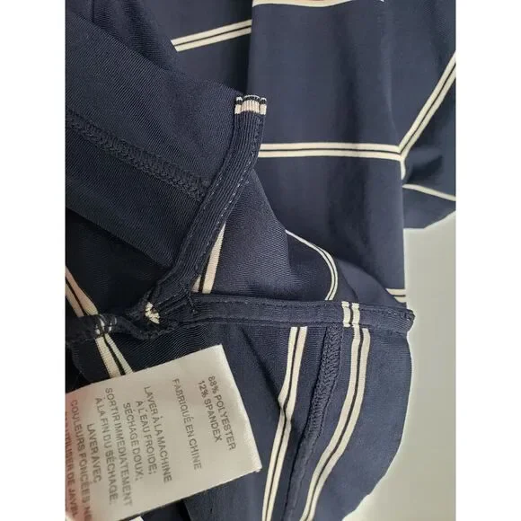 FootJoy FJ Shirt Polo Casual Mens M Medium Golf Polo Navy Blue w/ Striped - Picture 5 of 7